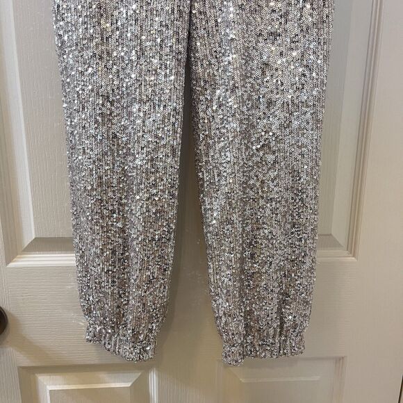 Art Class Silver Sequin Jogger Pants Elastic Waist Girls Size Medium 7-8 - Picture 4 of 12
